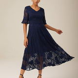 Eliane - Vestido Maxi com Renda Flutter