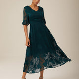 Eliane - Vestido Maxi com Renda Flutter