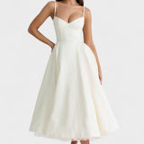 Julia - Vestido midi com corpete de cetim