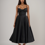 Julia - Vestido midi com corpete de cetim