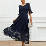 Eliane - Vestido Maxi com Renda Flutter