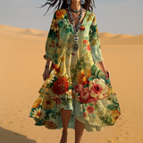 Leila | Vestido Vintage-Boho com Decote em V