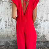 Carla - Macacão Estampado de Leopardo e Bolsos Frontais