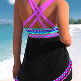 Eliza™ - Maiô com amarração frontal e padrão de listras