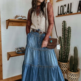 Saia de Bolo em Jeans Boho