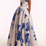 Samanta - Vestido Maxi Floral Elegante com Rendas e Decote