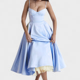 Julia - Vestido midi com corpete de cetim