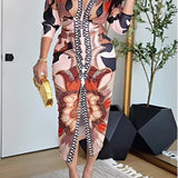 Vestido longo Naelle com padrão artístico e elegante