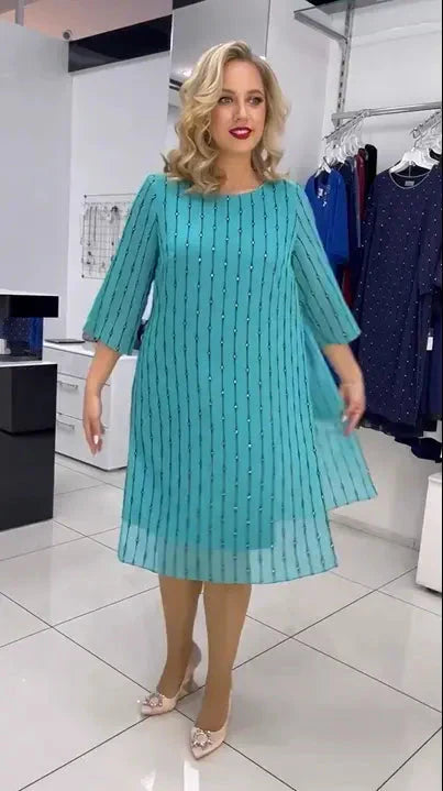 Lara - Vestido Midi de Moda Feminina com Decote Redondo