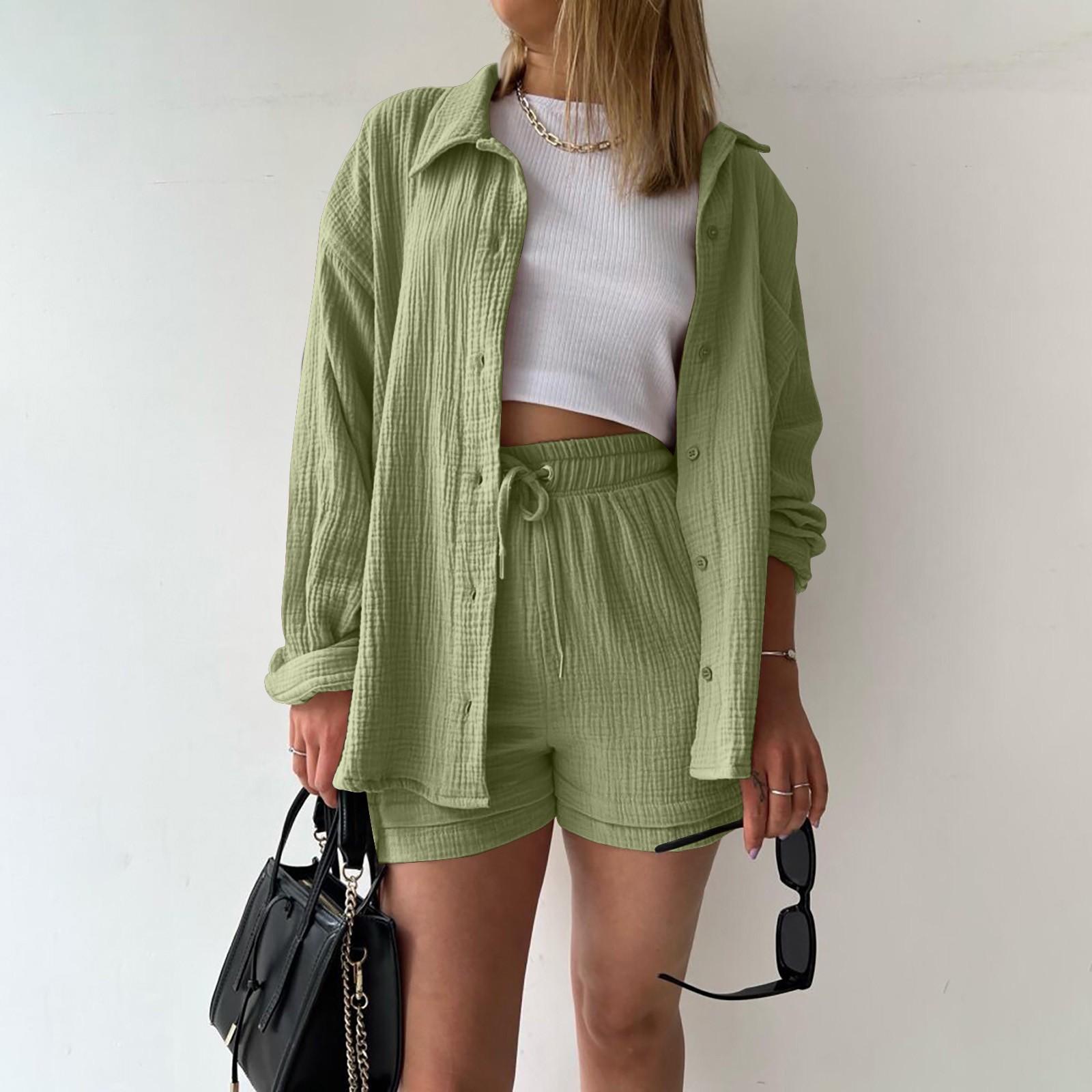 Katelyn - Conjunto de Camisa de Algodão e Shorts