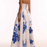 Samanta - Vestido Maxi Floral Elegante com Rendas e Decote