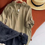 Vestido Manga Longa Liso Colarinho Simples