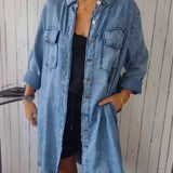 Casaco de Lapela em Denim Lavado