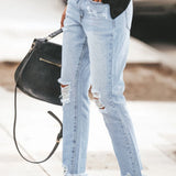 Jeans Rasgados Azul Claro