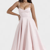 Julia - Vestido midi com corpete de cetim