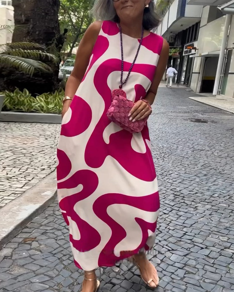 Olivia - Vestido Geométrico com Decote Redondo