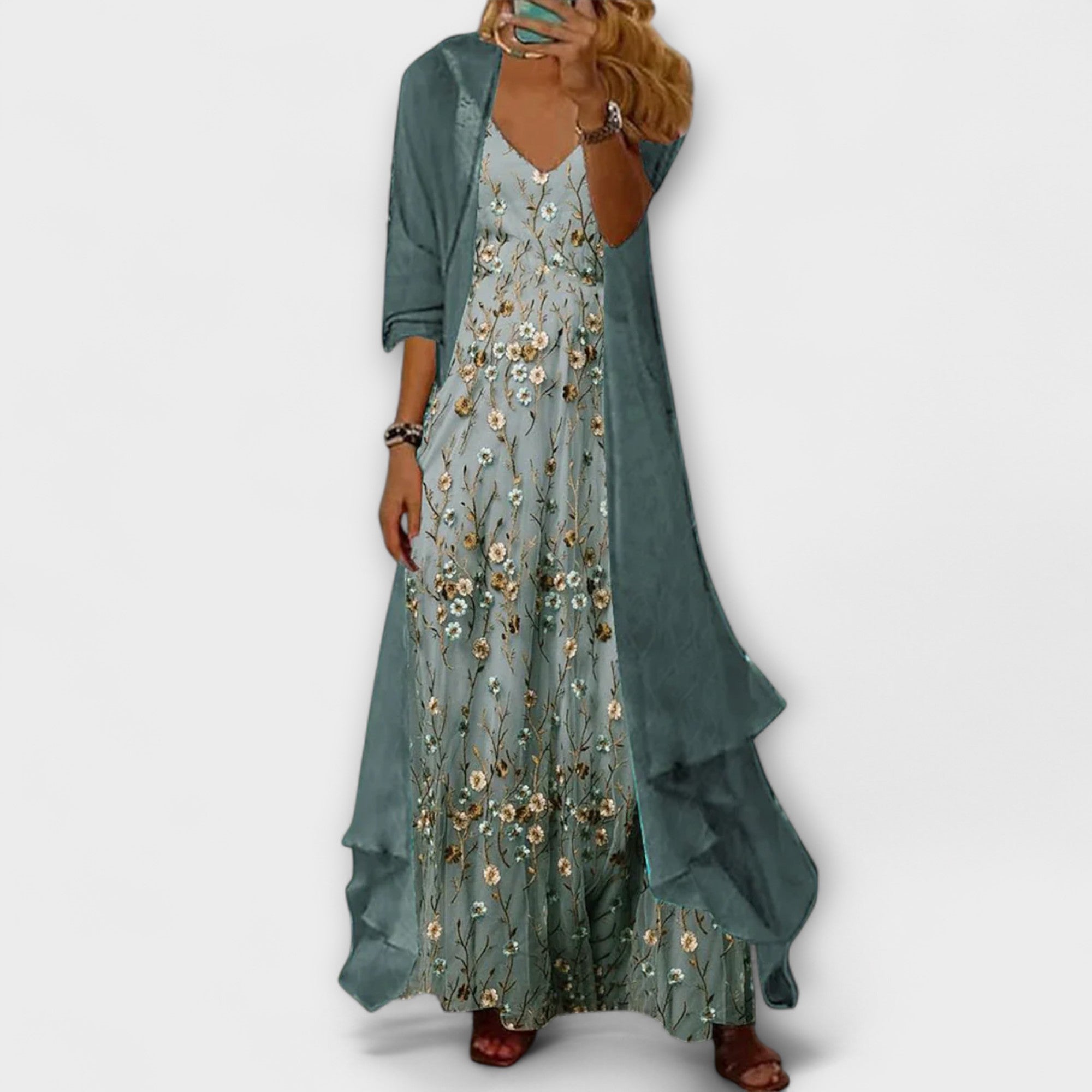 Bryleigh | Conjunto de Vestido Maxi Elegante em Duas Peças