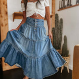 Saia de Bolo em Jeans Boho