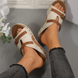 Laura - Sandálias de Cunha com Fivelas Duplas para Mulher