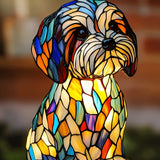 Luminária vitral LumiDog Shih Tzu em forma de cão