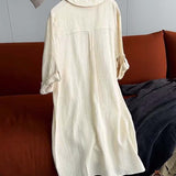 Vestido Manga Longa Liso Colarinho Simples