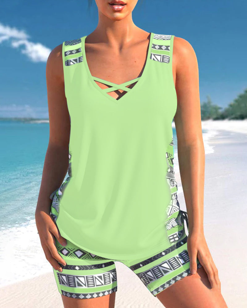 Sylvia - Tankini com estampado geométrico