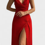 Valentina - Vestido de cetim com decote