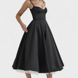 Julia - Vestido midi com corpete de cetim