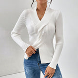 Cozy Chic | Suéter Luxuoso com Decote V e Mangas Longas