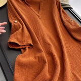 Vestido Manga Longa Liso Colarinho Simples