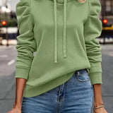 Hoodie Bella Branco com Mangas Franzidas e Estilo Casual Chic