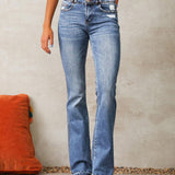 Jeans Flare de Denim Stretch Rasgado