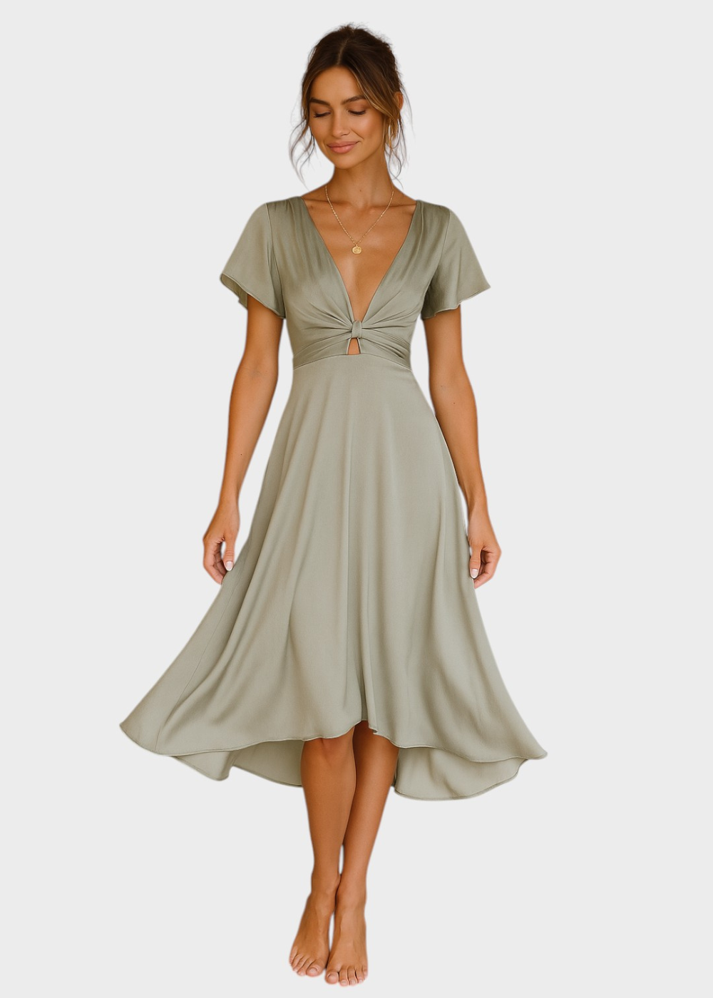 Joana - Vestido midi com pormenor de nó