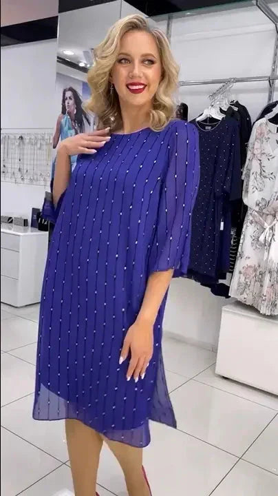 Lara - Vestido Midi de Moda Feminina com Decote Redondo