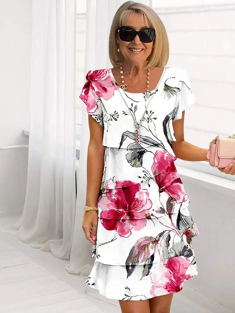 Loretta | Pareça mais magra com o Vestido plissado Floral