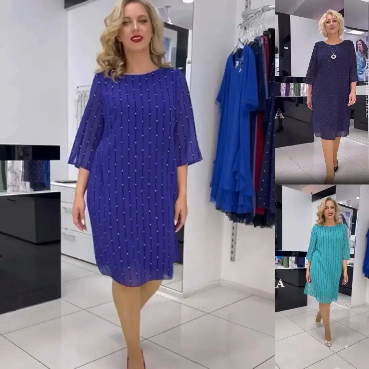 Lara - Vestido Midi de Moda Feminina com Decote Redondo