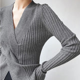 Cozy Chic | Suéter Luxuoso com Decote V e Mangas Longas