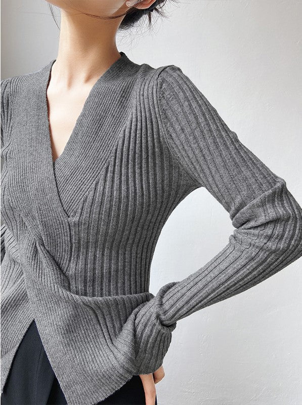 Cozy Chic | Suéter Luxuoso com Decote V e Mangas Longas