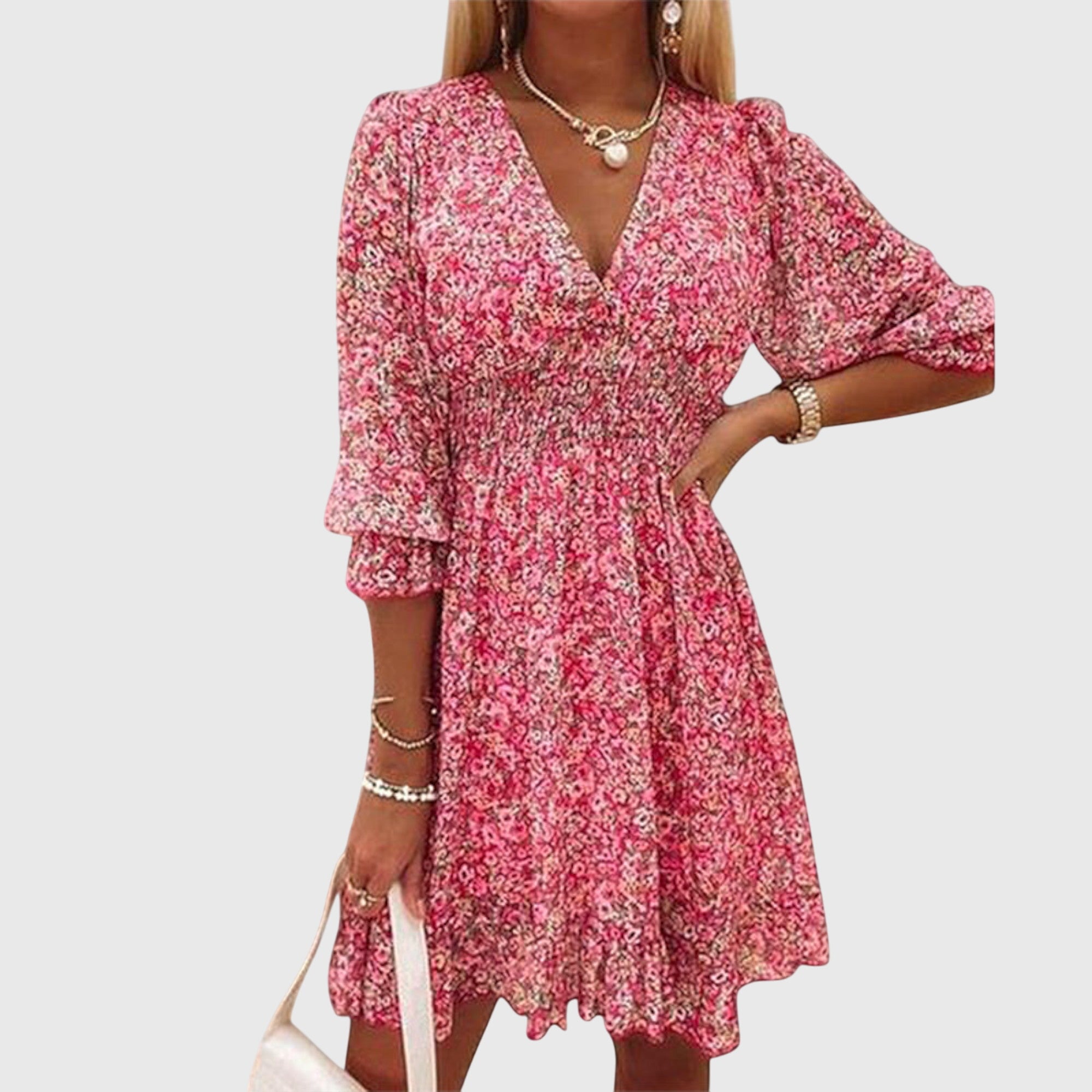 Elisa™ | Vestido Floral com Mangas Bufantes