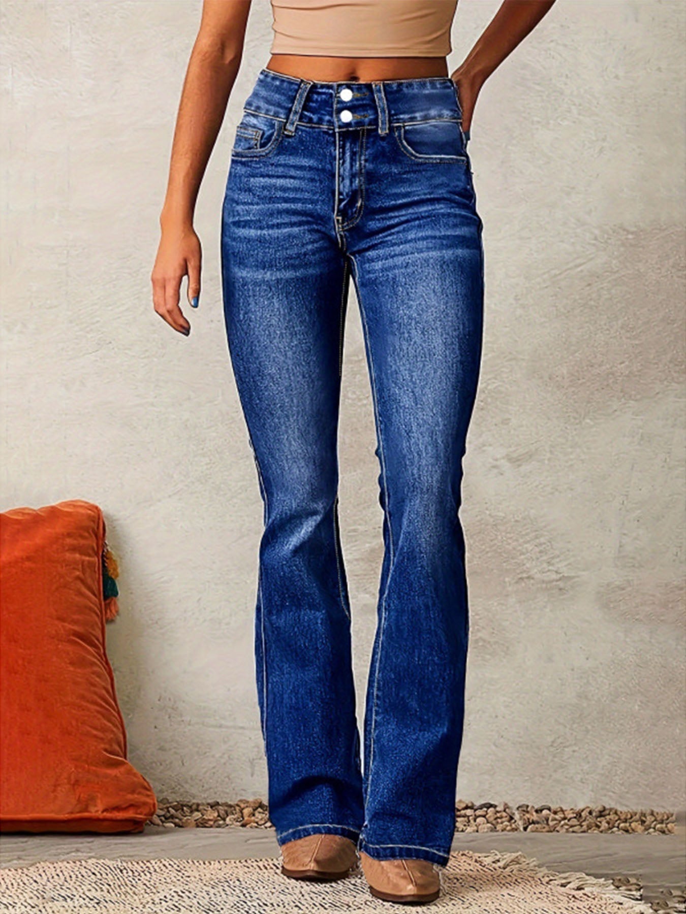 Calças Jeans Flare em Denim Stretch