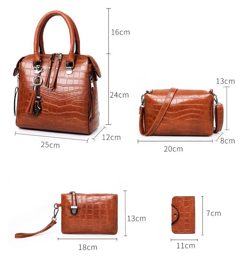Genive | Conjunto de 4 bolsas de couro modernas