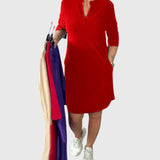 Katherine | Vestido Sólido com Decote em V