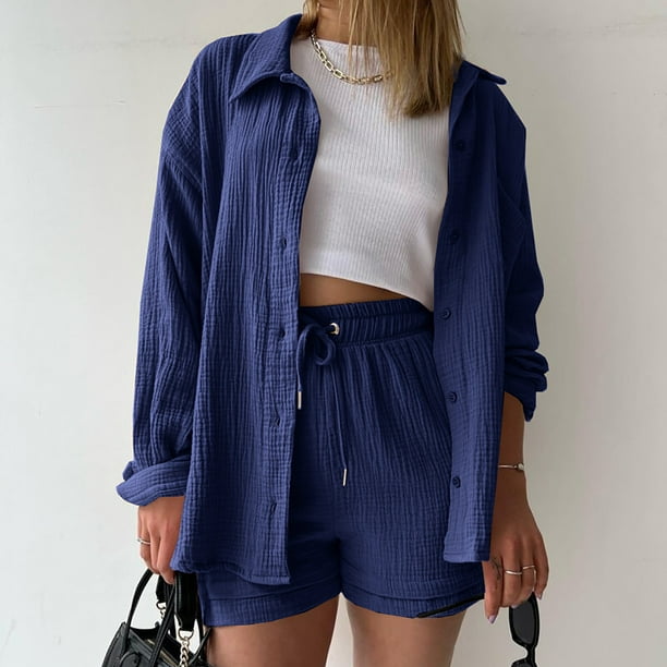 Katelyn - Conjunto de Camisa de Algodão e Shorts