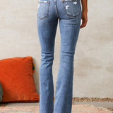 Jeans Flare de Denim Stretch Rasgado