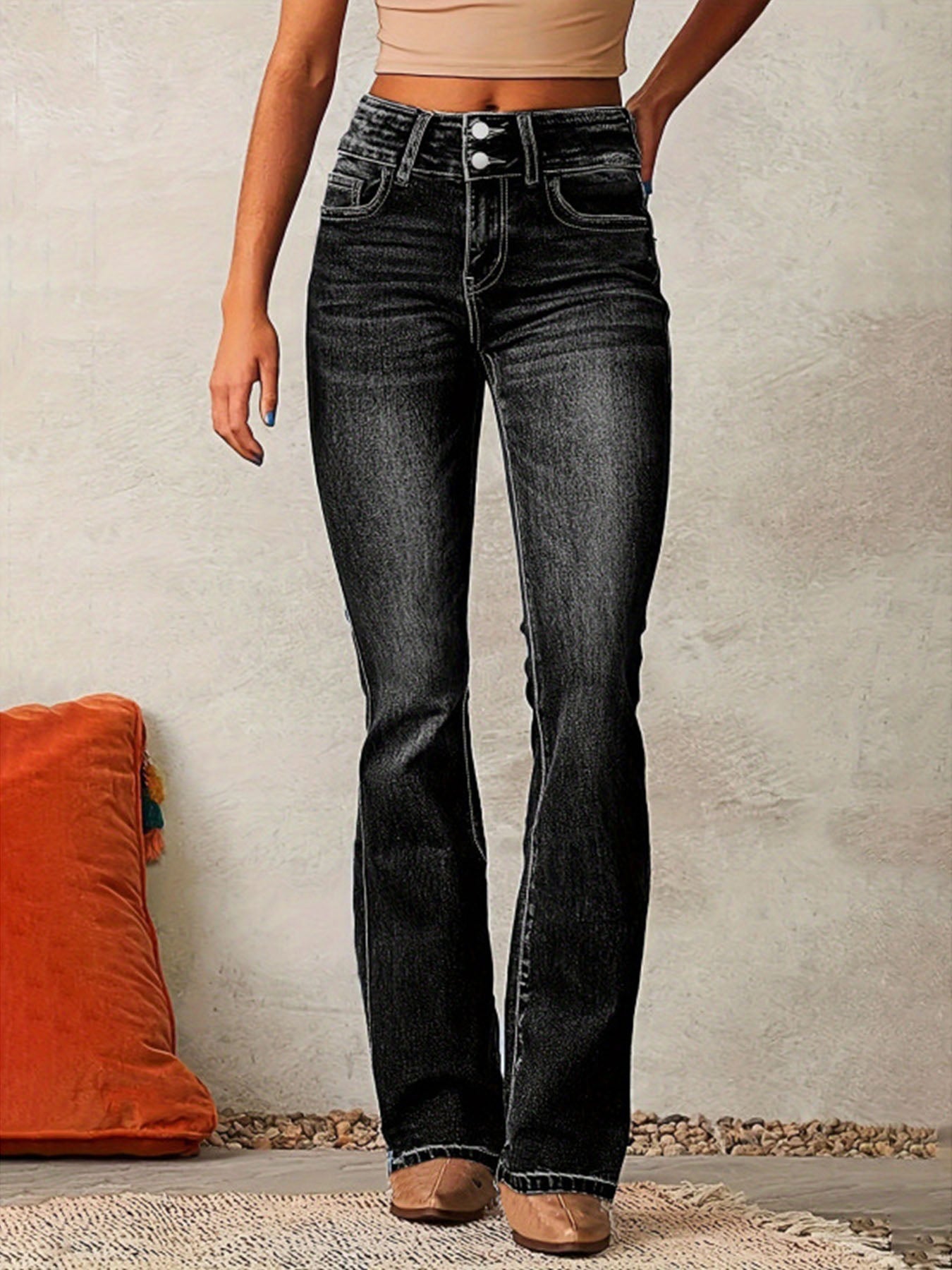 Calças Jeans Flare em Denim Stretch