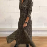 Rute - Vestido longo com bolso e lapela impresso