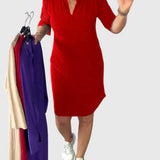 Katherine | Vestido Sólido com Decote em V