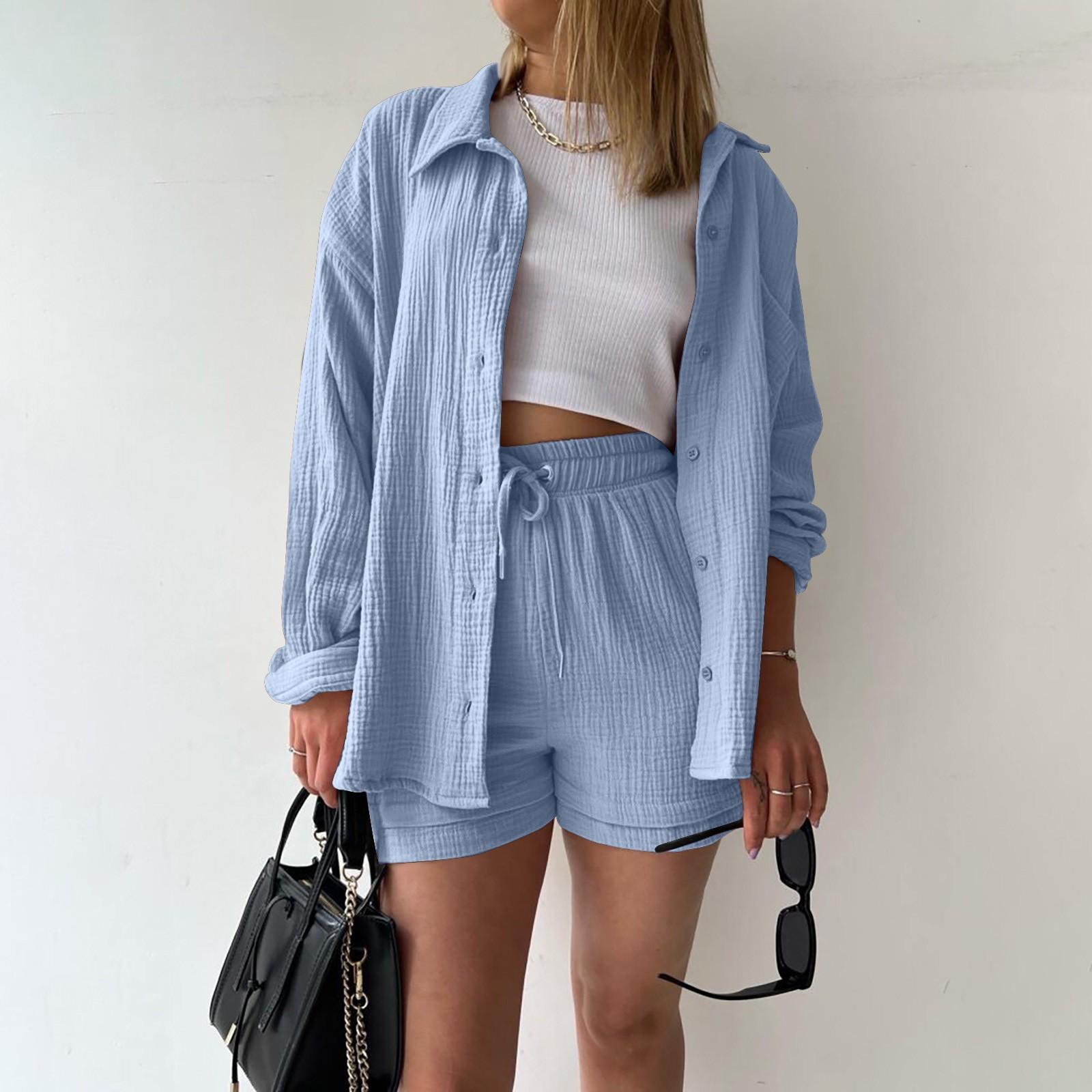 Katelyn - Conjunto de Camisa de Algodão e Shorts