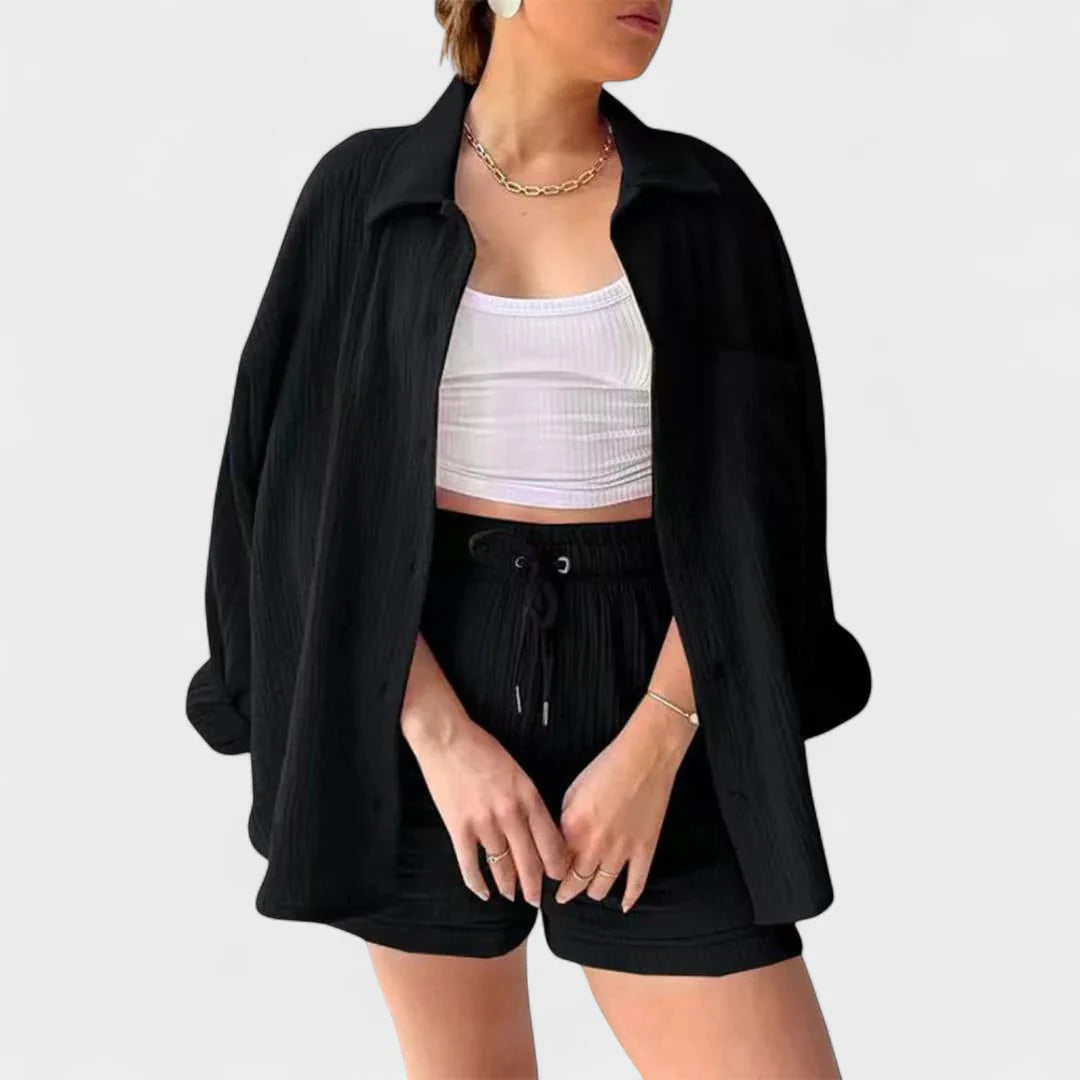 Katelyn - Conjunto de Camisa de Algodão e Shorts