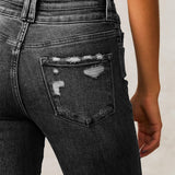 Jeans Flare de Denim Stretch Rasgado
